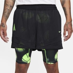 Nike Ja Morant 2 In 1 Basketball Shorts Men Medium Black And Yellow 092025